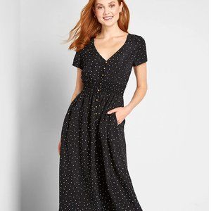 Black Polka Dot Midi Dress